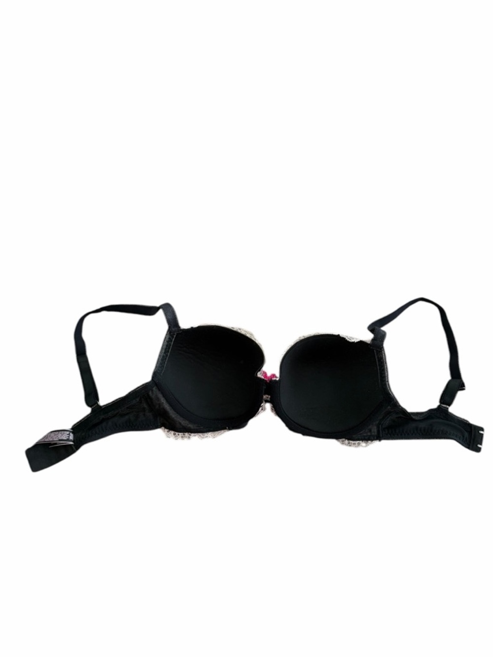 Victoria's Secret Black Bra with Ivory Lace Overlay 32DD - Picture 3 of 6